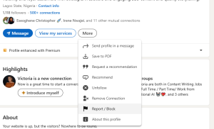 Block someone on LinkedIn