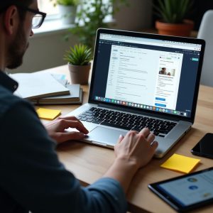 Man working with laptop